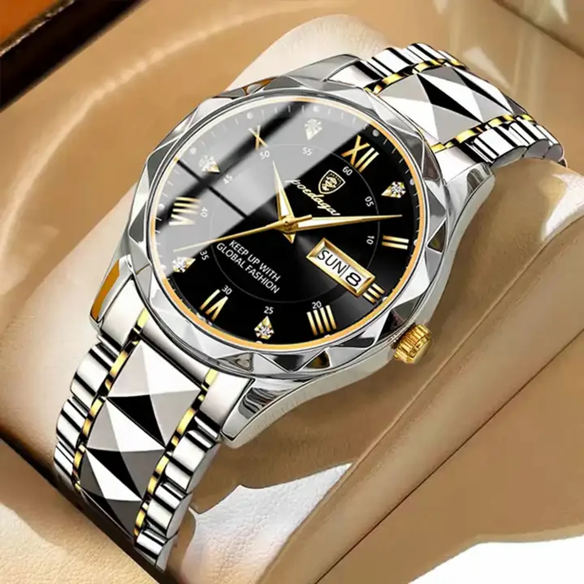 POEDAGAR Top Brand Black Luxury Watches Men's Waterproof Stainless Luminous Date Week