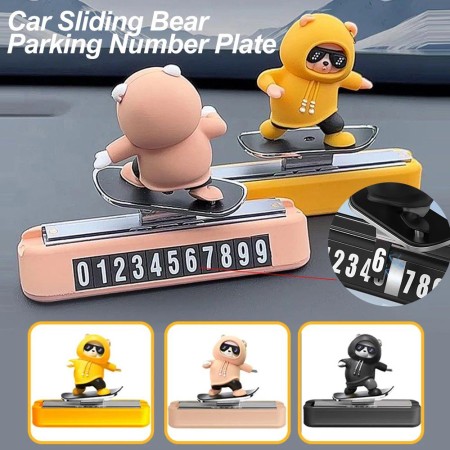Decoration Skateboard Bear Parking Number Plate